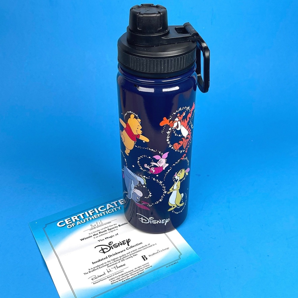 Disney Bradford Exchange Winnie the Pooh Sports Bottle Navy Blue Insulated